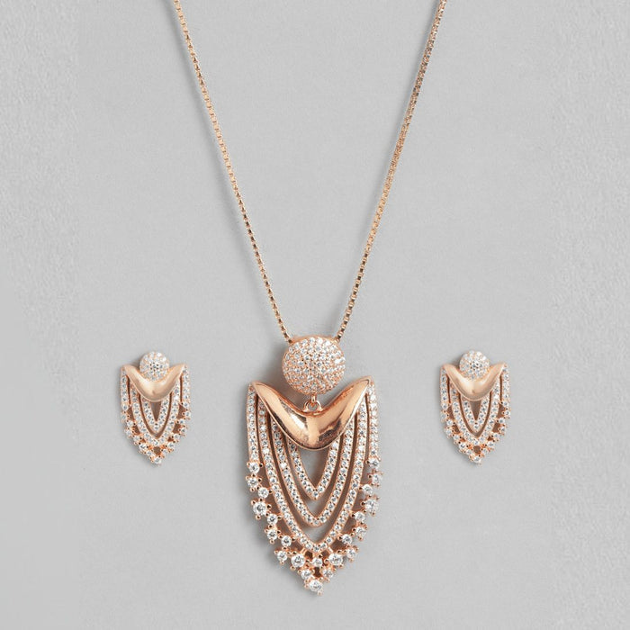 Rose Gold Radiance Cubic Zirconia-Adorned 925 Sterling Silver Jewelry Set