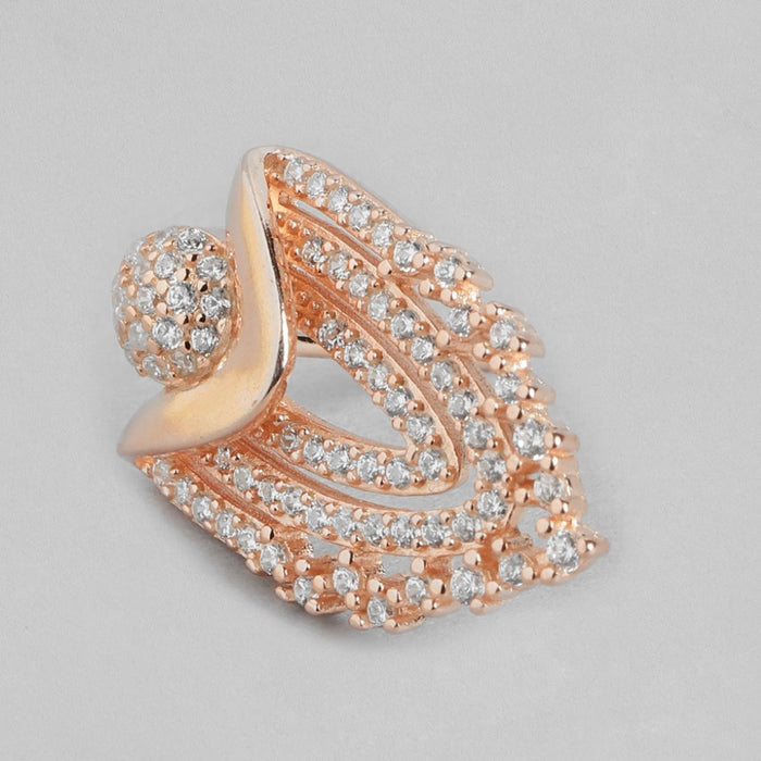 Rose Gold Radiance Cubic Zirconia-Adorned 925 Sterling Silver Jewelry Set