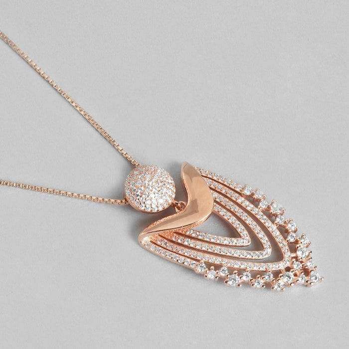Rose Gold Radiance Cubic Zirconia-Adorned 925 Sterling Silver Jewelry Set