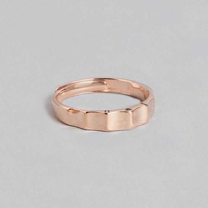 Rose Gold Radiance Cubic Zirconia Studded 925 Sterling Silver Ring (Adjustable)