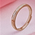 Rose Gold Radiance One Line CZ Sterling Silver Ring (Adjustable)