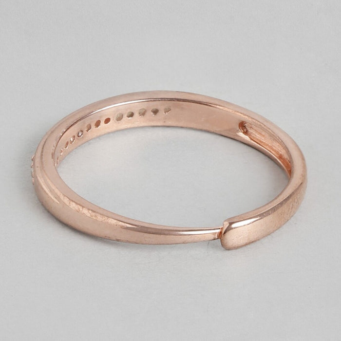 Rose Gold Radiance One Line CZ Sterling Silver Ring (Adjustable)