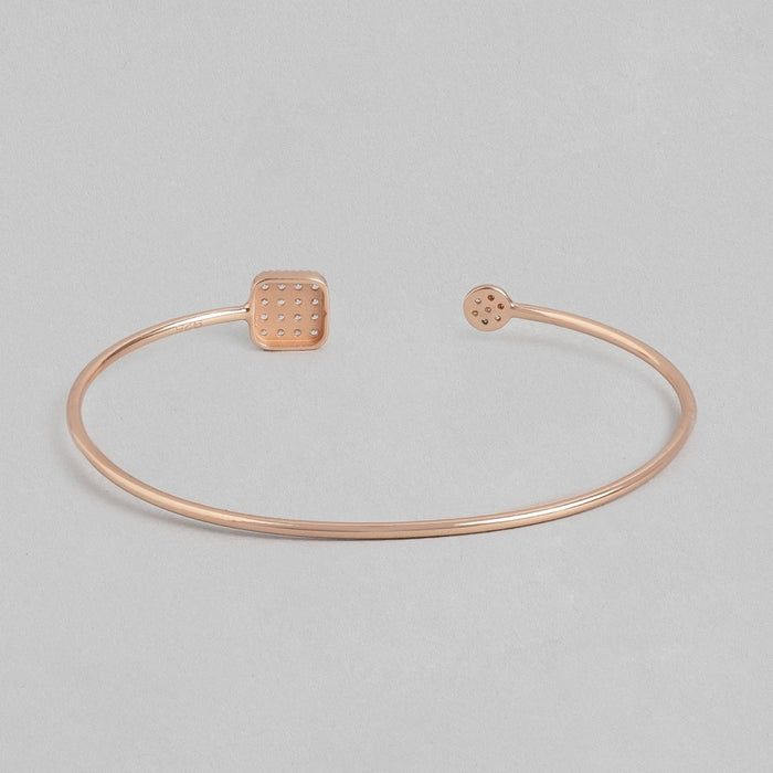 Rose Gold Radiance: Sterling Silver Bracelet with Cubic Zirconia