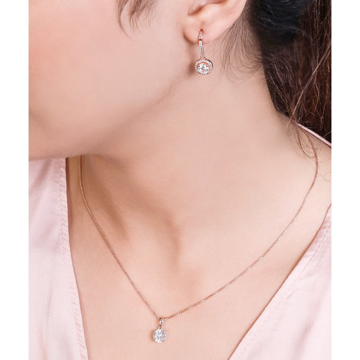 Rose Gold Solitaire 925 Sterling Silver Jewelery Set