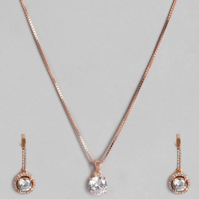 Rose Gold Solitaire 925 Sterling Silver Jewelery Set