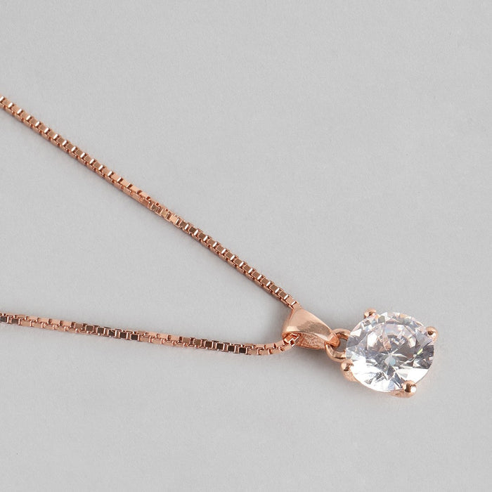 Rose Gold Solitaire 925 Sterling Silver Jewelery Set