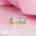 Rose Gold Sparkle 925 Sterling Silver CZ Stud Square Earrings