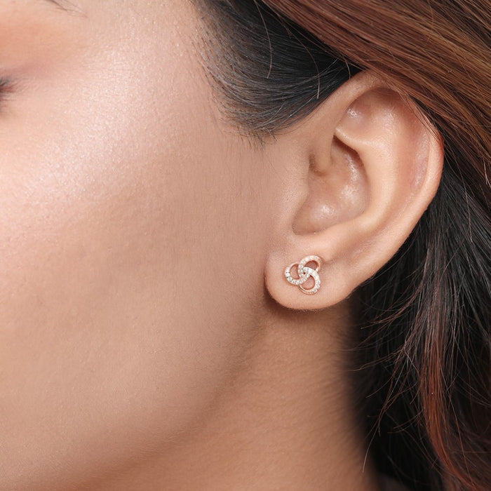 Rose Gold Tangle 925 Sterling Silver Earrings with Cubic Zirconia Accents