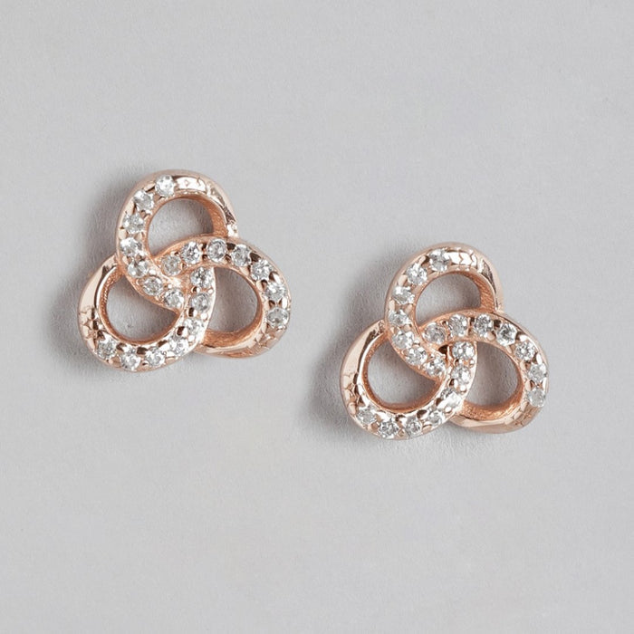 Rose Gold Tangle 925 Sterling Silver Earrings with Cubic Zirconia Accents