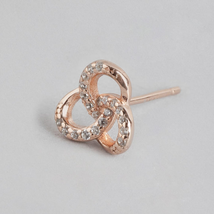 Rose Gold Tangle 925 Sterling Silver Earrings with Cubic Zirconia Accents