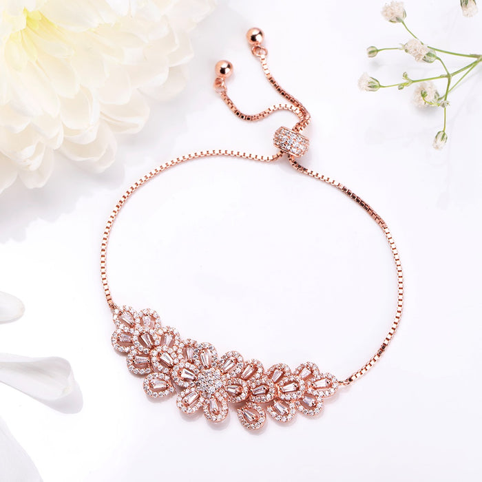 Rose Petal Bloom 925 Sterling Silver Rose gold Bracelet