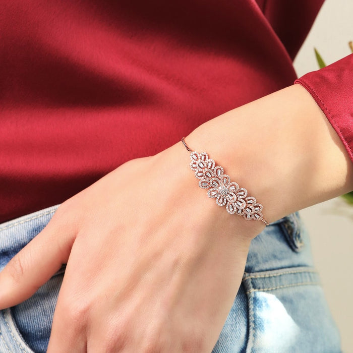 Rose Petal Bloom 925 Sterling Silver Rose gold Bracelet
