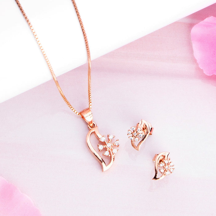 Rose Petal Harmony 925 Sterling Silver Flower Pattern Jewelry Set