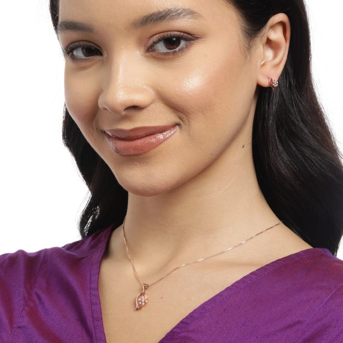 Rose Petal Harmony 925 Sterling Silver Flower Pattern Jewelry Set