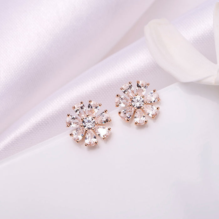 Rose Petal Radiance 925 Sterling Silver Rose Gold Plated Earrings