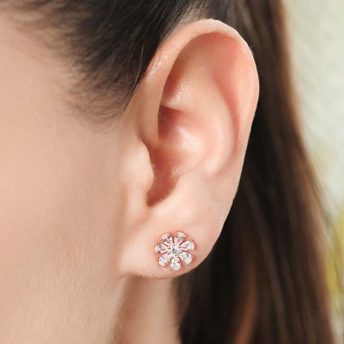 Rose Petal Radiance 925 Sterling Silver Rose Gold Plated Earrings