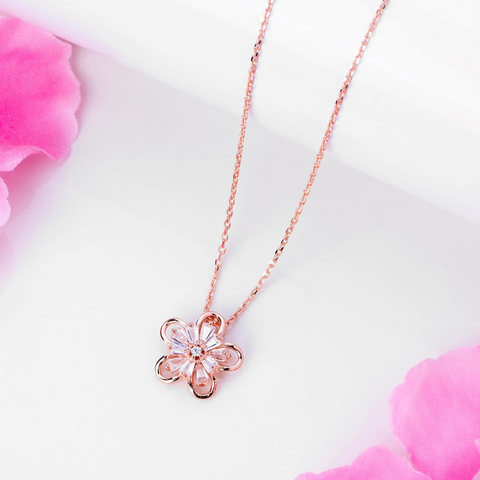 Rose Petal Radiance Rose Gold-Plated 925 Sterling Silver Necklace