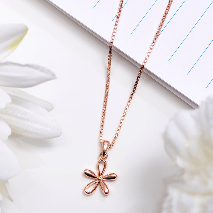 Rose Petal Sparkle Rose Gold Plated 925 Sterling Silver Pendant