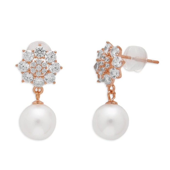 Rose Petal Whispers 925 Sterling Silver Rose Gold-Plated Flower Earrings