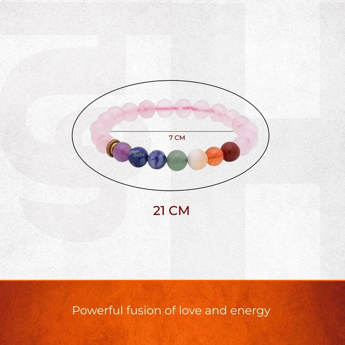 Rose Quartz 7 Chakra Bracelet - view 2