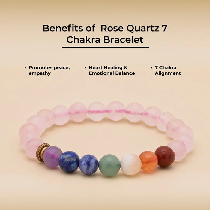 Rose Quartz 7 Chakra Bracelet - view 4