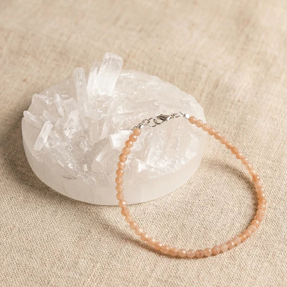 Rose Quartz Anklet and Free Selenite Plate for Love and Emotional Healing Combo