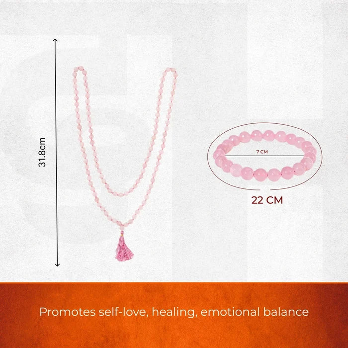Rose Quartz Necklace & Bracelet Combo – For Love & Healing - view 4
