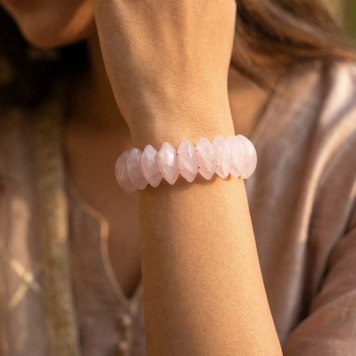 Rose Quartz Oval Cut Bracelet - view 3