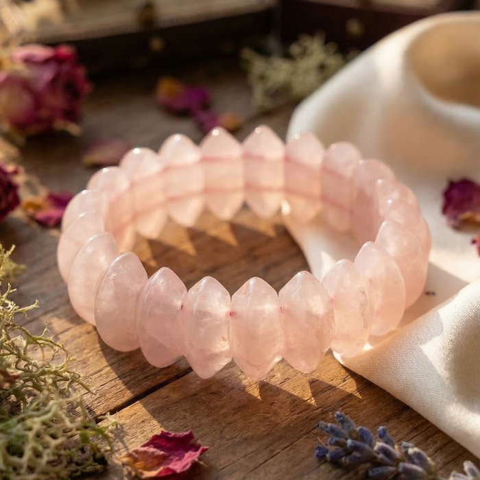 Rose Quartz Oval Cut Bracelet - view 5