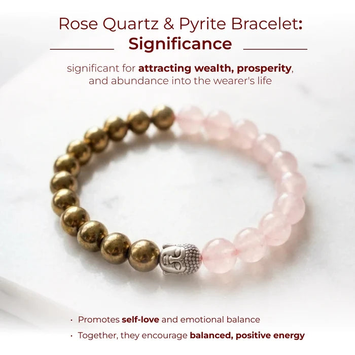 Rose Quartz & Pyrite Bracelet - view 3