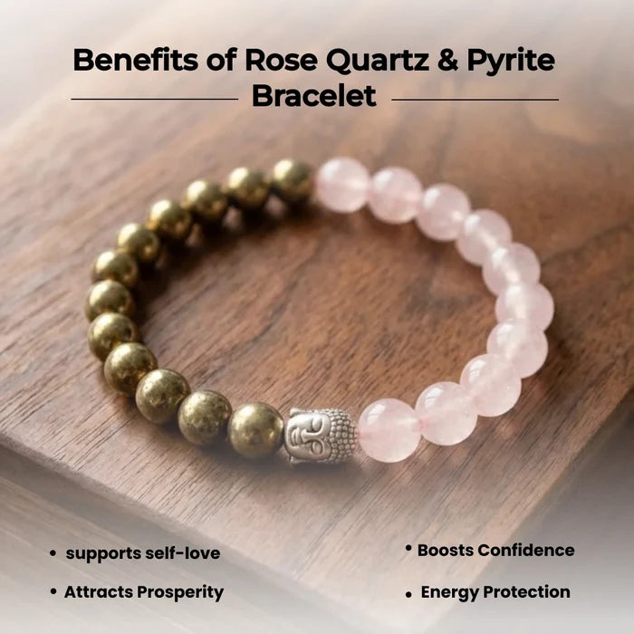 Rose Quartz & Pyrite Bracelet - view 4