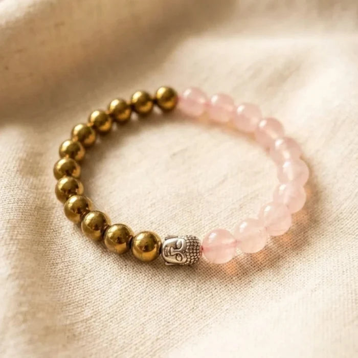 Rose Quartz & Pyrite Bracelet - view 5
