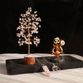 Divine Healing and Protection Combo with Rose Quartz Tree, Shiv Trishul Damroo Rudraksha and 7 Chakra Pendant