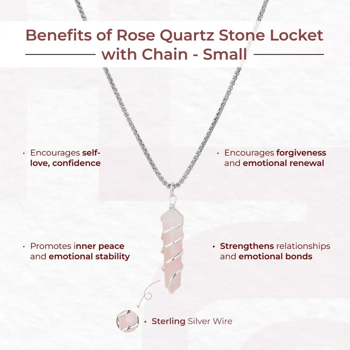 Rose Quartz Stone Locket with Chain - view 4