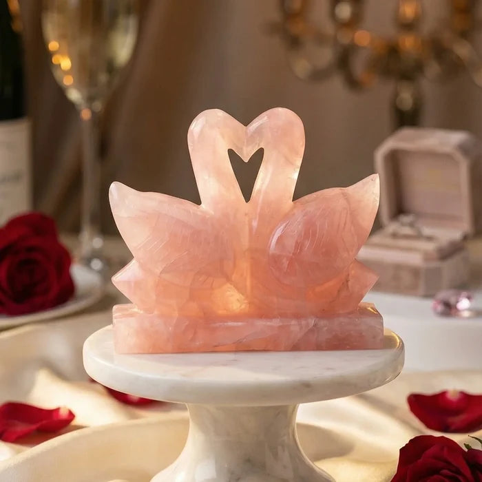 Rose Quartz Swan - view 2