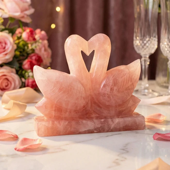 Rose Quartz Swan - view 3