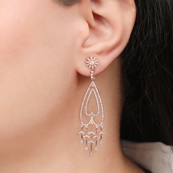 Rosé Radiance Cascade 925 Sterling Silver Rose Gold-Plated Earrings