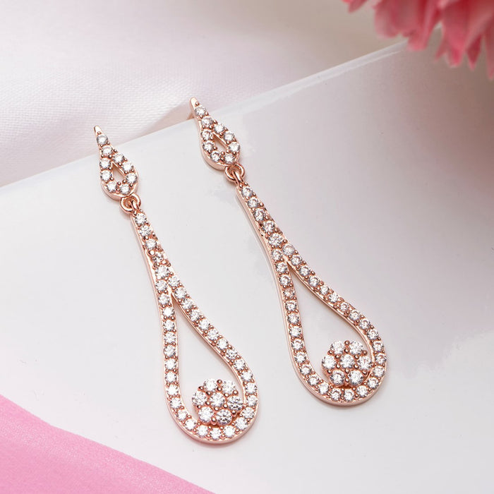 Rose Radiance Duo 925 Sterling Silver Drop Earrings