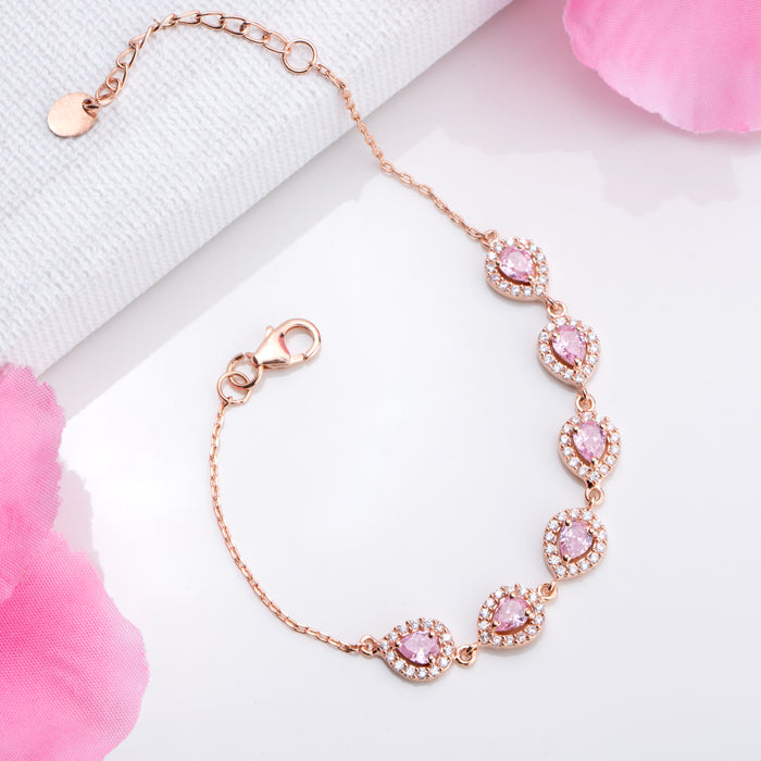 Rose Radiance Solitaire 925 Sterling Silver Bracelet