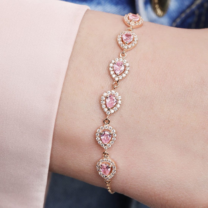 Rose Radiance Solitaire 925 Sterling Silver Bracelet