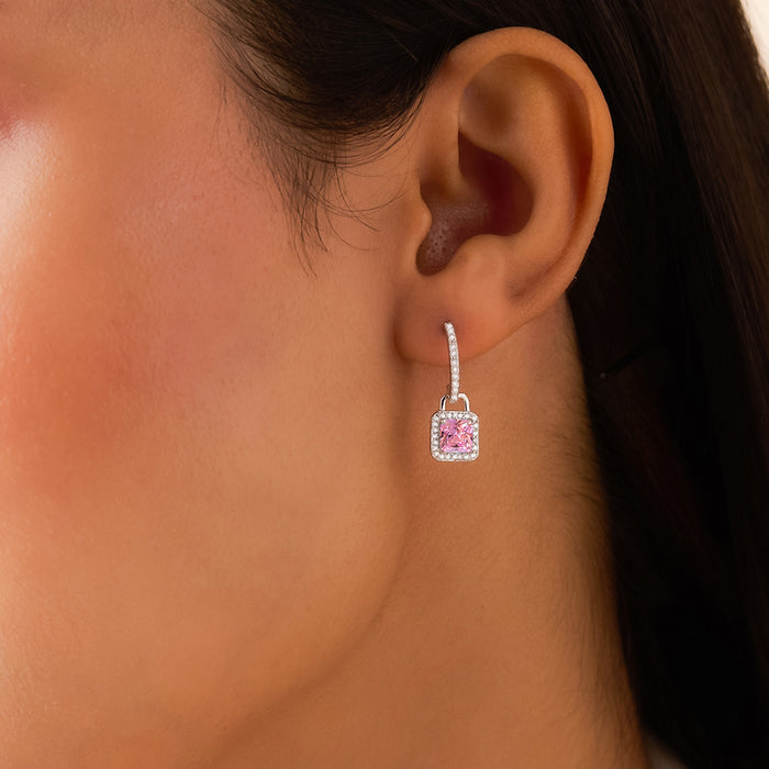 Rose Silver Rhodium Plated 925 Silver Drop Earring