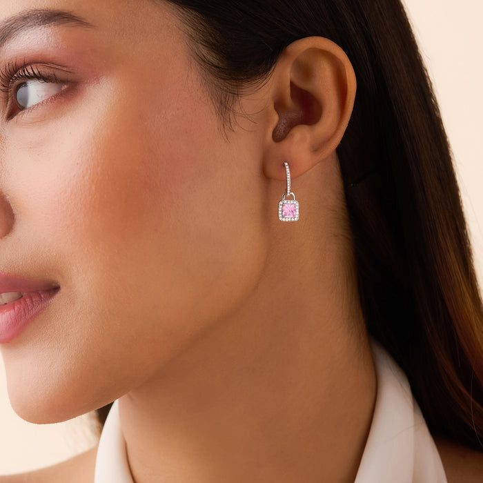 Rose Silver Rhodium Plated 925 Silver Drop Earring