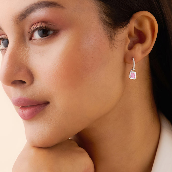 Rose Silver Rhodium Plated 925 Silver Drop Earring