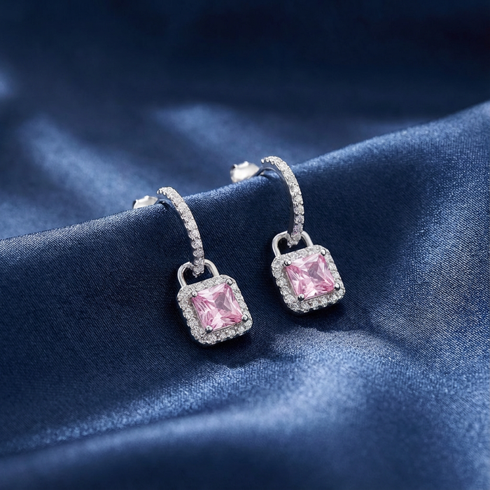 Rose Silver Rhodium Plated 925 Silver Drop Earring