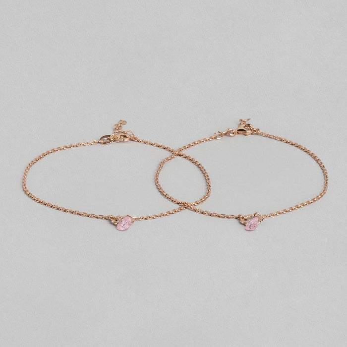 Roseate Charm 925 Sterling Silver Chain Anklet with Cubic Zirconia