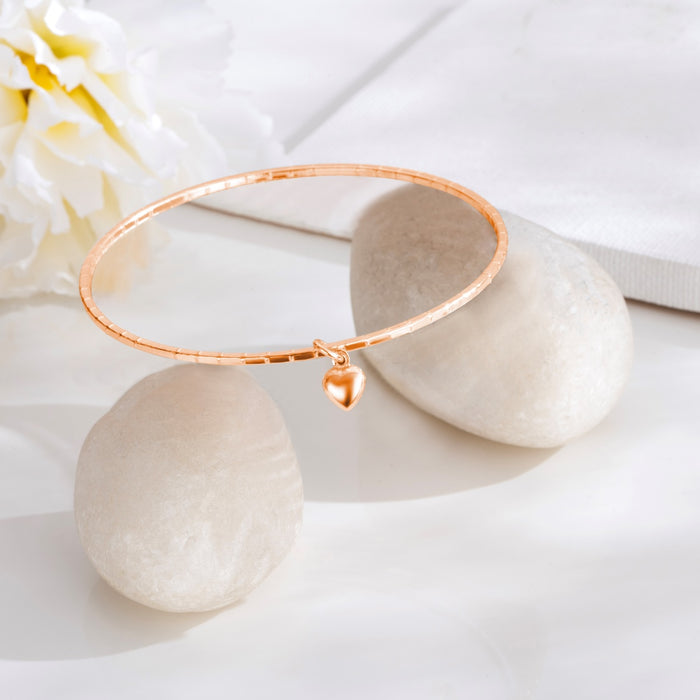 Roseate Embrace Rose Gold-Plated 925 Sterling Silver Bangle