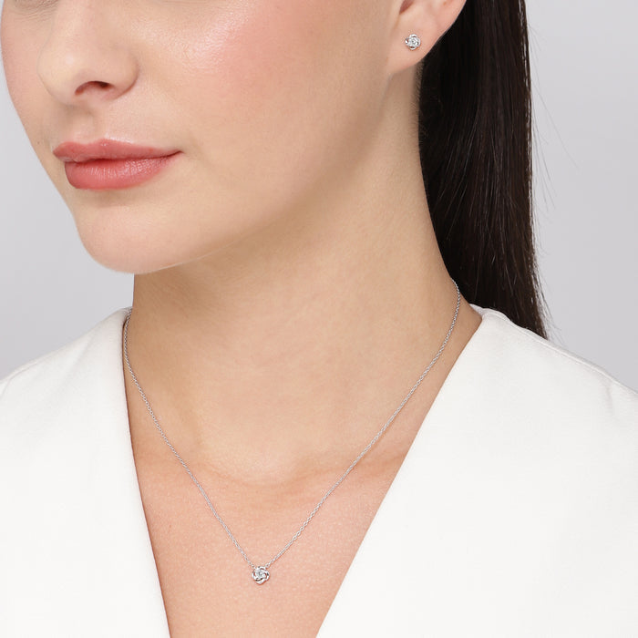 Rosebud Reverie Rhodium Plated 925 Sterling Silver Jewellery Set