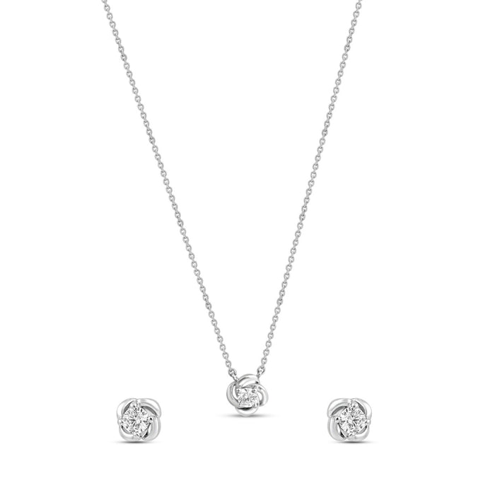 Rosebud Reverie Rhodium Plated 925 Sterling Silver Jewellery Set