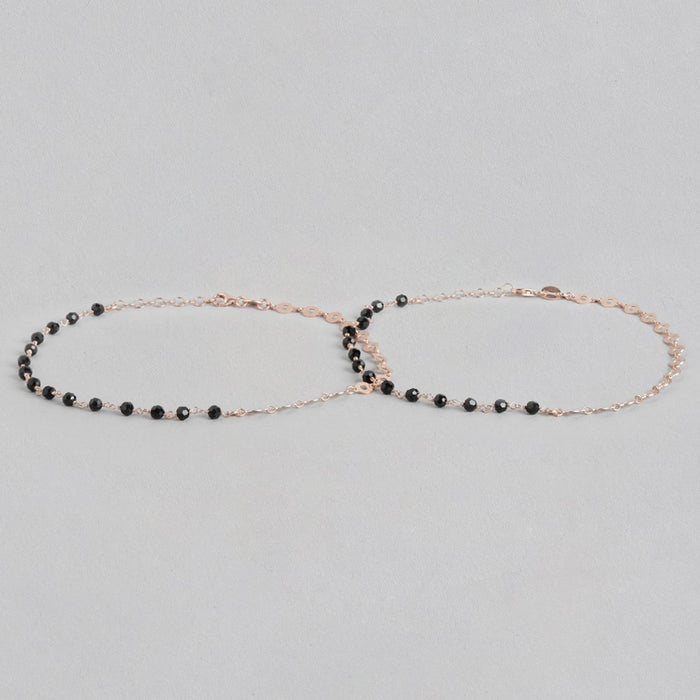 Rosegold Delight 925 Sterling Silver Beaded Chain Anklet