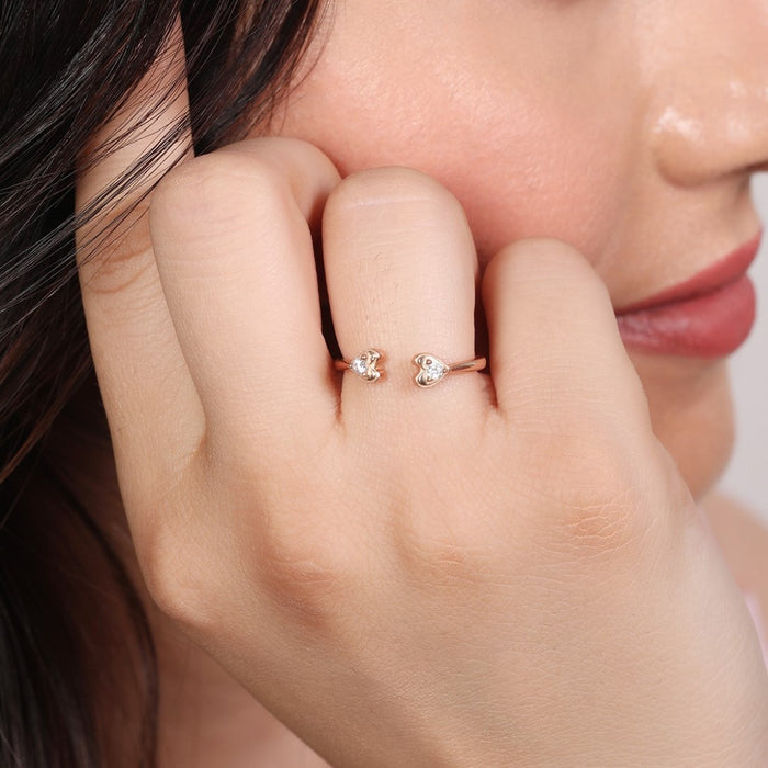 Rosy Affection Rose Gold-Plated 925 Sterling Silver Women's Ring (Adjustable)